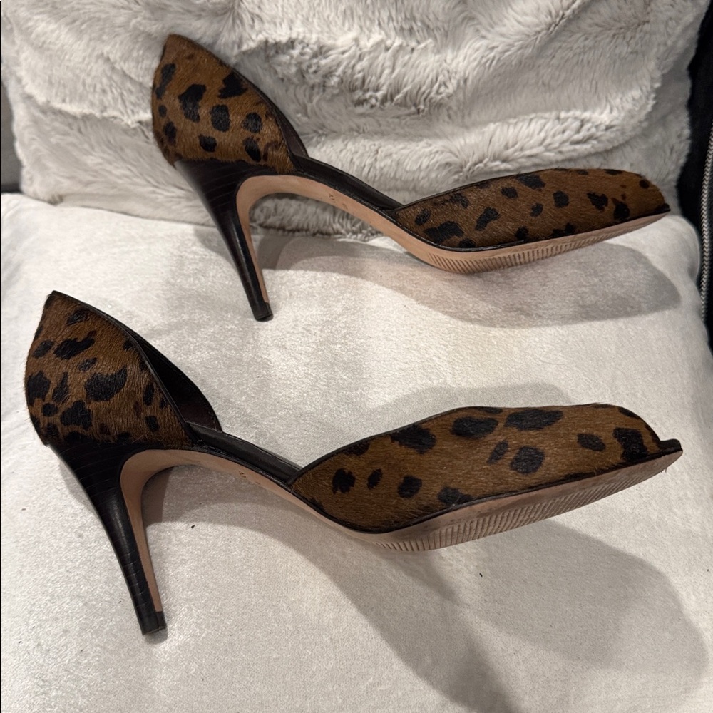 Ann Taylor Leopard Print Peep Toe Heels 7.5M - Picture 5 of 7